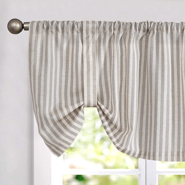 Cortina Jinchan con Lazos de Lino Texturizado 50x18 cm a Rayas