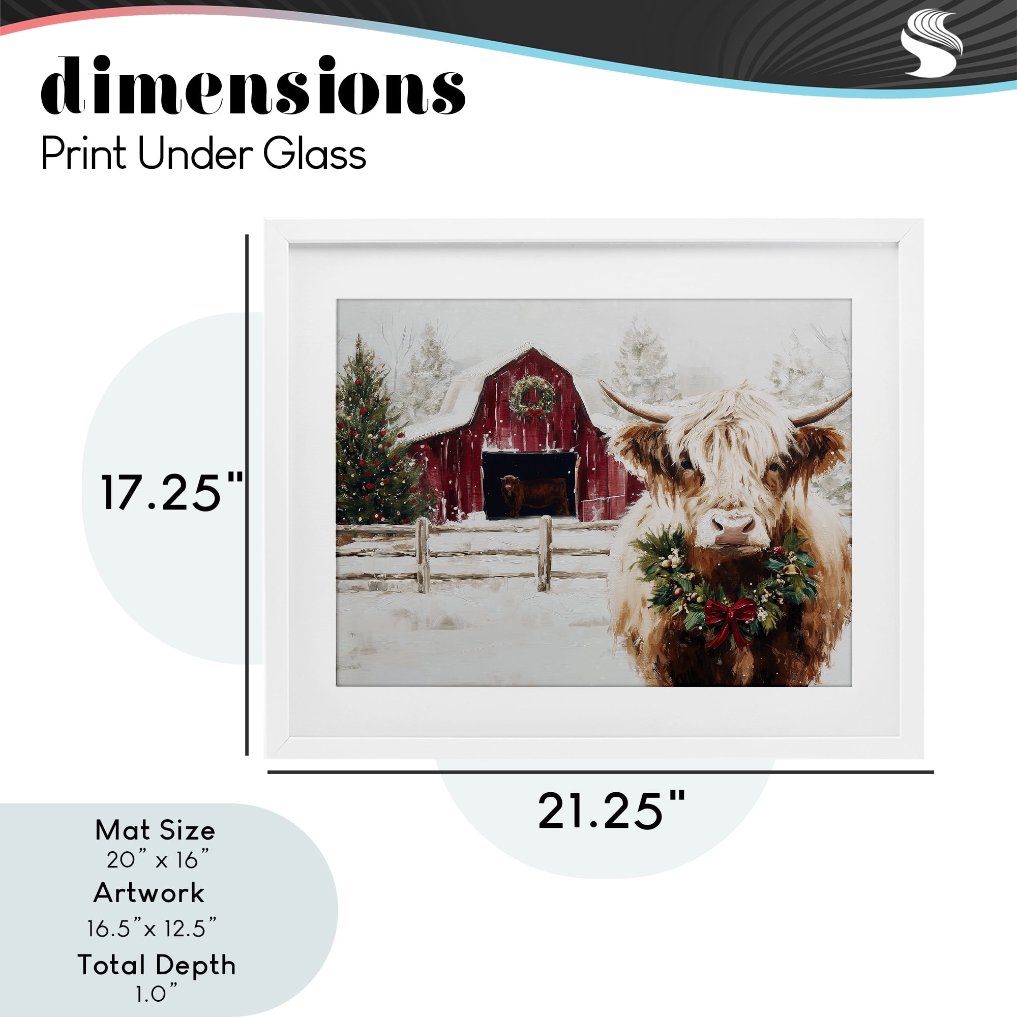 Stupell Industries Snowy Farm Scene Cattle White Framed Print Under Glass, design by Acorn & Ivory Designs