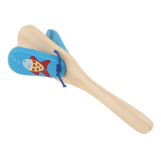 Wooden Long Handle Castanet/Clapper Toys Early Learning Aids Blue