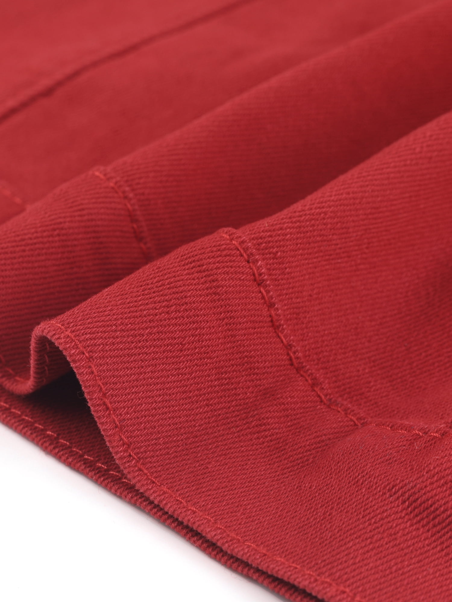 DARING DIVA Women's Short Sleeves Crop Button Down Denim Jacket M Burgundy