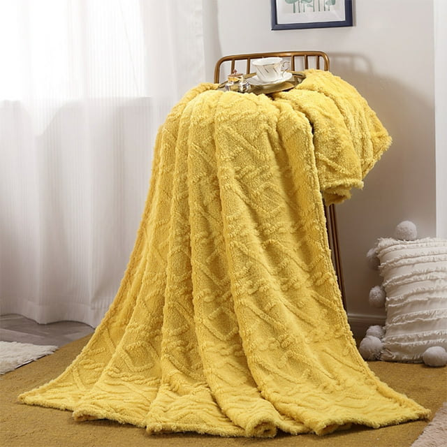 Transemion Snuggle In Plush Plush Fuzzy Cozy Soft Bed Blanket Wide Applications Fleece Throw Blanket For Couch Ginger yellow 70X100