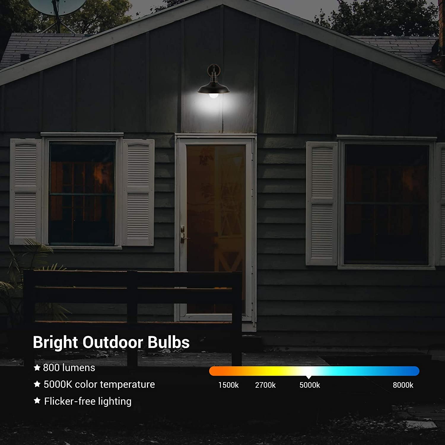 DEWENWILS Dusk to Dawn Light Bulbs 5000K Daylight LED Outdoor Light Bulbs 9W (60W Equivalent) 800LM 4-Pack E26 Base Non-dimmable