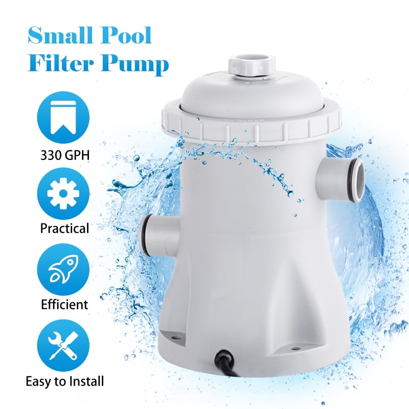 TFixol Gardening Gift Pool Filter Pump 330 GPH Paddling Pool Electric Water Pump With 2 Pool Filter Cartridge Pool Pumps Above Ground Small Pool Filter Pump