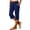 Blue, variant on SuTry Womens Split Hem Capri Pants Wide Fold Over Elastic High Waist Side Inseam Pockets Daily Yoga Workout Casual Wear Trousers