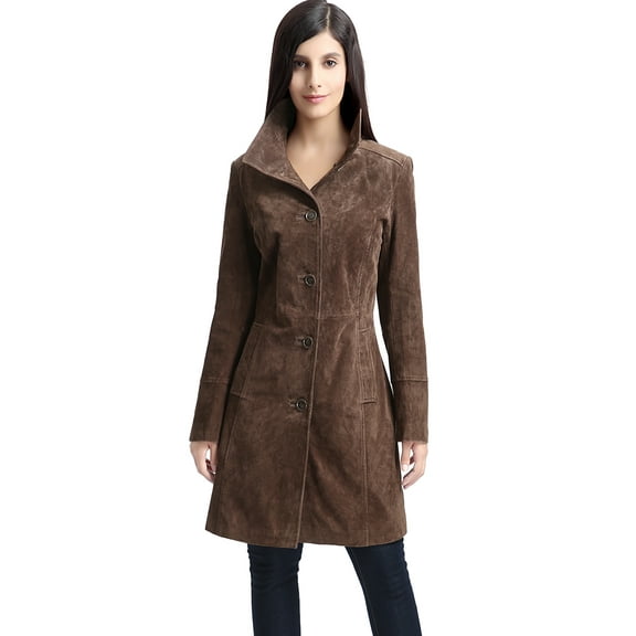 Women Aubrey Suede Leather Walking Coat (Regular & Plus Size & Petite)