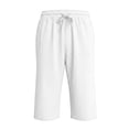 thumbnail image 6 of Inglocry Mens Bermuda Linen Shorts Knee Length Elastic Waist Drawstring Casual Wide Leg Summer Shorts with Pockets 2026 White 3XL, 6 of 6