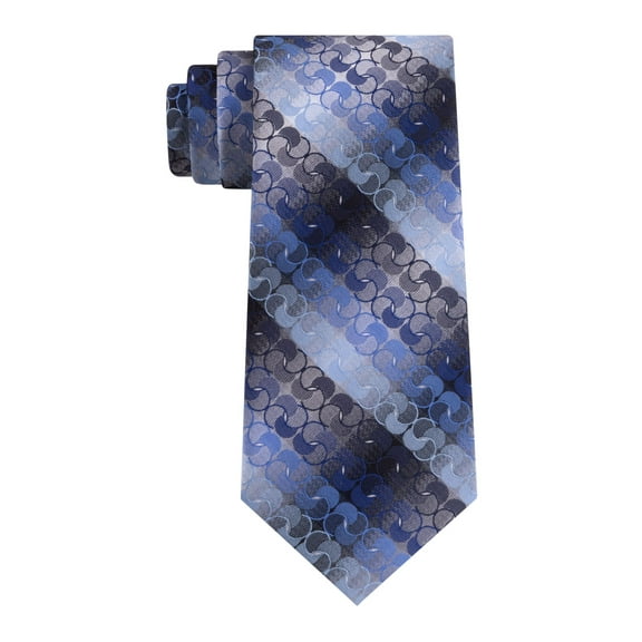 VAN HEUSEN Mens Blue Geometric Stripe Classic Neck Tie