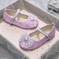 thumbnail image 6 of Hessimy Toddler Little Girls Dress Shoes Heel Mary Jane Bow Flower Wedding Party Shoes Glitter Princess Shoes Flats (Toddler/Little Kid) school Round headed Round headed (Purple,13), 6 of 7