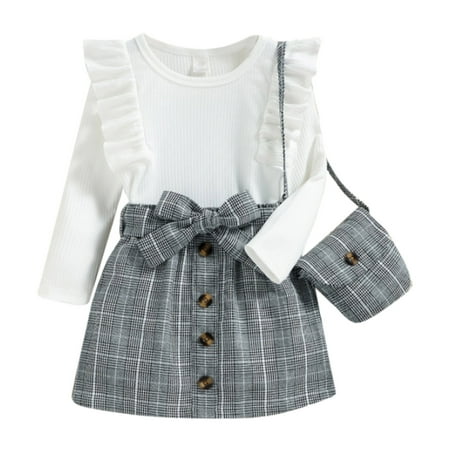 

Fsqjgq Outfits for Teen Girls for School Toddler Baby Girl Skirt Outfit Solid Color Long Sleeve Turtleneck Knit Sweater Mini Skirt Fall Winter Clothes Toddler Headband Polyester White 4Y