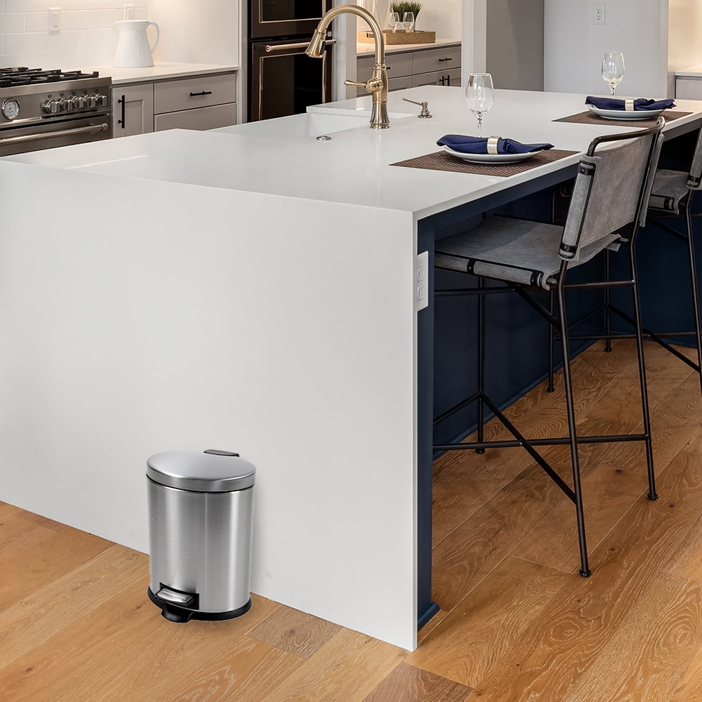 Better Homes & Gardens Trash Can, Stainless Steel 1.3 Gallon Oval Step On Trash Can