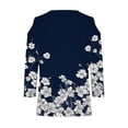 thumbnail image 4 of Vivianyo HD Women's Printed Cold Shoulder V Neck Tops, Straight Cut Three Quarter Sleeve Blouse, Spring Fall Casual Top for Daily Errands and Weekend Gathering, Sizes S-2XL, 4 of 4