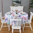 thumbnail image 2 of Light Purple Butterfly Pattern Round Tablecloth 60"x60",Wrinkle Wipeable Table Cloth for Kitchen Dining Room Picnic Patio Party, 2 of 6