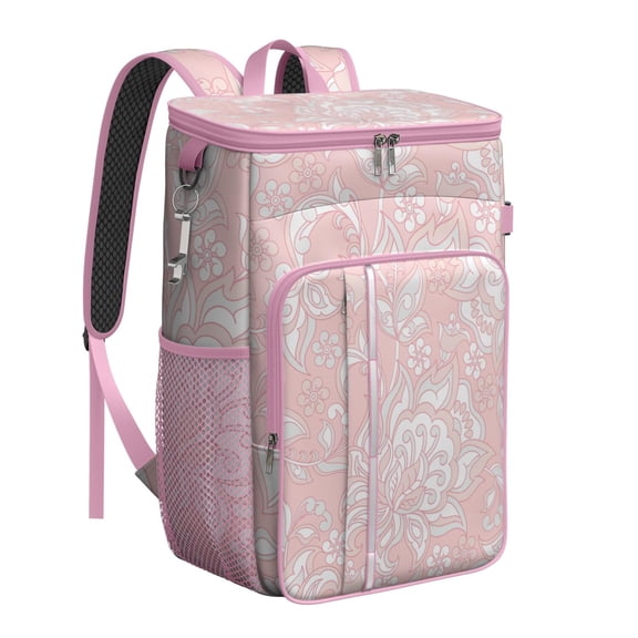 Floral Insulated Backpack Cooler - Elegant Chic Pattern 20L Soft Cooler Bag for Road Trips, Park Day & Outdoor Activities, Easy to Clean