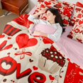 thumbnail image 4 of Castle Fairy 7-Piece Queen Size Bedding Set, Red Love Heart Valentine's Day Bedding, 4 of 8