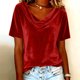 thumbnail image 2 of Camisas de Color Sólido para las Mujeres Plisados Estirables Puños V-Cuello Suéter de Moda, Camisas de Manga Larga de las Mujeres para el Hogar Y el Uso Diario, 2 of 5