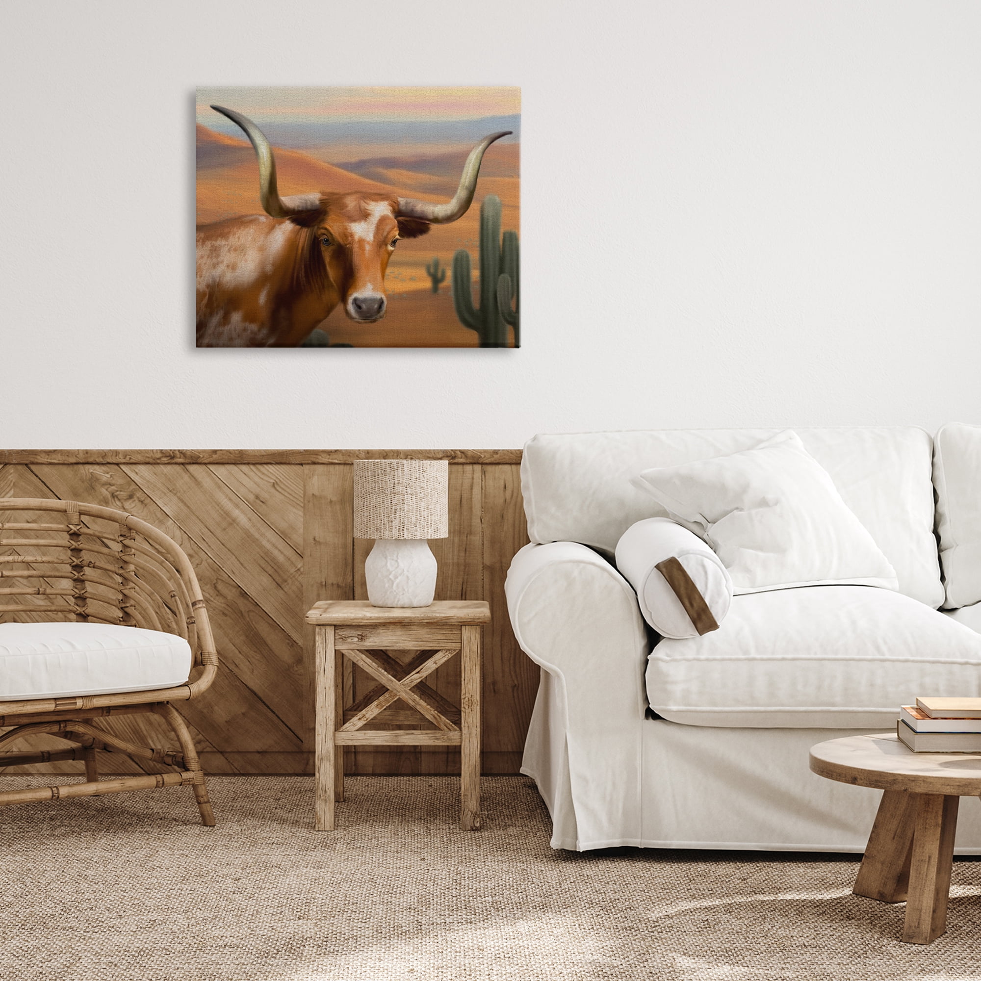Stupell Industries Longhorn Western Landscape Canvas Wall Art, design by Matthew Piotrowicz
