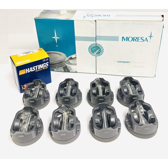 Set of (8)  .030 over pistons & moly rings kit Chevy 5.3L LS1 LM7 hypereutectic pistons 1999-2003 dish top 3.810" Bore Diameter