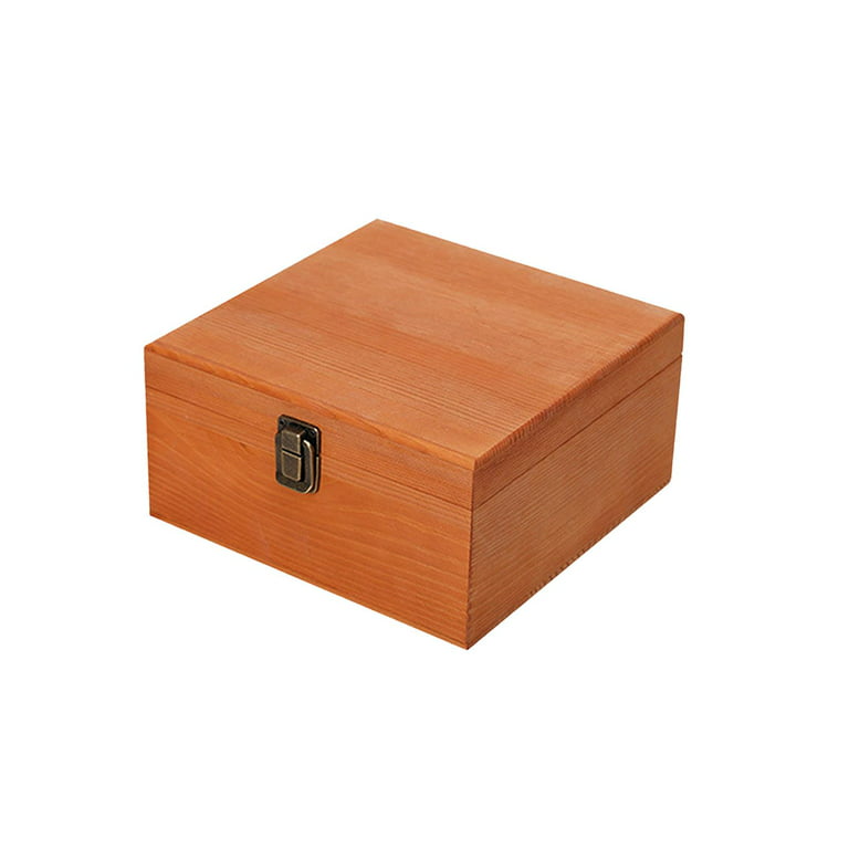 Wooden Storage Box Rustic with Hinged Lid Home Decor Wood Boxes Keepsake  Box brown 14x14x10cm 