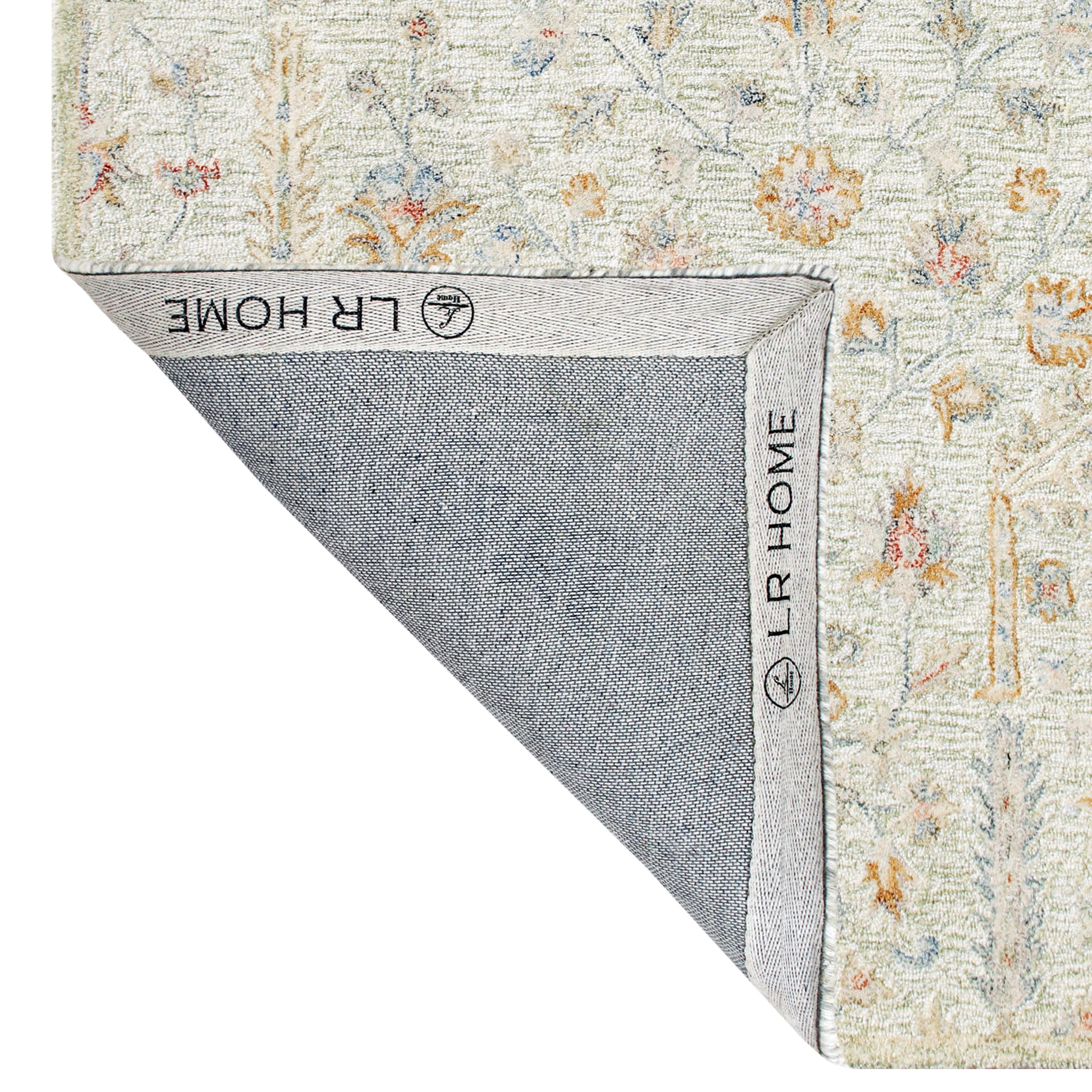 LR Home Viane Blythe Green/Taupe Vintage Floral Wool Area Rug, 7'9" x 9'9"
