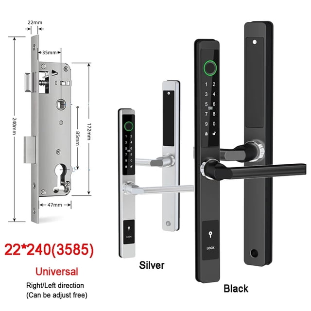 Slim Smart Fingerprint Door Lock With Handles Keyless Entry Door Lock Bluetooth Keypad Card Keyless For 35-120mm Door ,Corrosion-Resistant