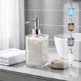thumbnail image 1 of Bouteilles Distributrices en Verre 400 ml Bouteille Distributrice de Savon Carrée en Verre Transparente Texturée Pompe Rechargeable pour Savon pour les Mains Shampooing Lotion Décoration de Salle de Bain Cuisine (Clair, 1 Pce) par JASKFLY, 1 of 8