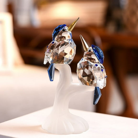 1pcs Crystal Emerald Bird Figurine Collection Animal Paperweight Table Centerpiece