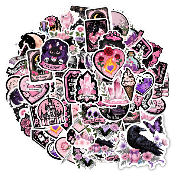 35pcs Gothic Stickers Stationery Spooky Stickers Kids Stickers Toy Stationery Stickers for Guitar Suitcase Luggage