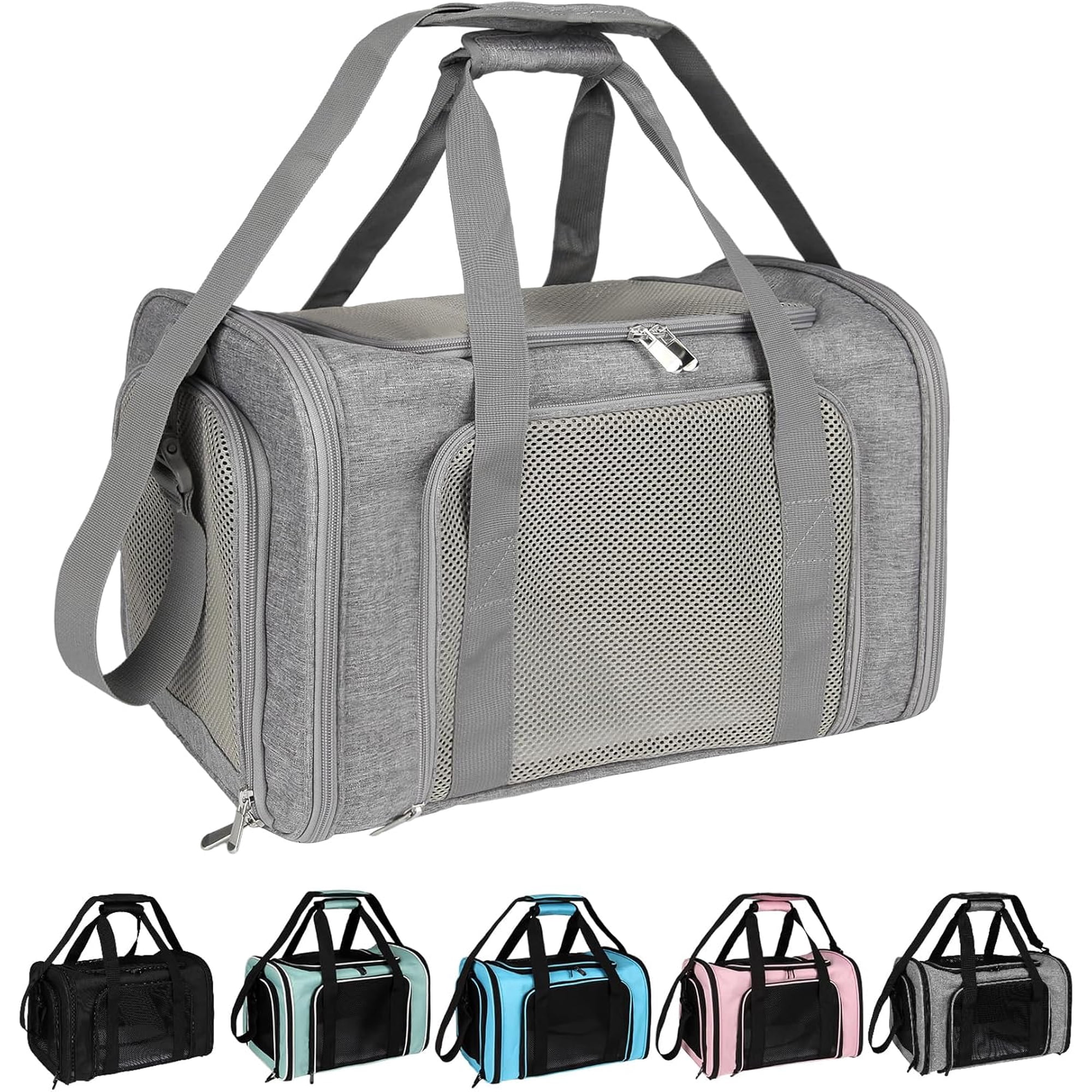 General Dog Cat Carrier Pet Carriers for Small Medium Large Cats Dogs Carrier Soft Sided Small Puppy Dog Carrier Portable Foldable Airline Approved Dog Cat Travel Carrier Grey Large