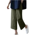 thumbnail image 2 of asjyhkr Womens Linen Pants Wide Leg High Waist Breathable Casual Hiking Vacation Capri Pants with Pockets, 2 of 3