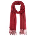 thumbnail image 1 of Bufanda de invierno cálida de imitación de cachemira INSPIRE CHIC, chal de flecos de color sólido para mujeres y hombres 78.7"x27.6" Rojo oscuro, 1 of 6