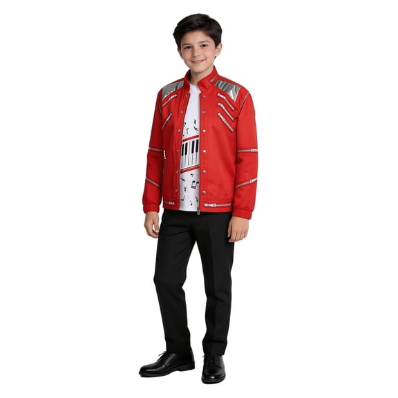 Halloween Costume Set Red Faux Leather Suit for Halloween Party Rock Star Role Play Dress Up Carnival Parade Show Red 110