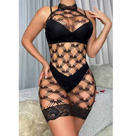 Sentmoon Lingerie for Women Women s Sexy Lingerie Sexy Hollow Stockings Tight Mesh Bodysuit Women s Lingerie  Sleep & Lounge Valentines Day Gifts for Her Up to 40% Off