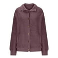 thumbnail image 6 of Lovskoo Winter Coats for Women Fuzzy Fleece Thick Plush Long Sleeve Button Pocket Solid Color Jacket Purple, 6 of 9