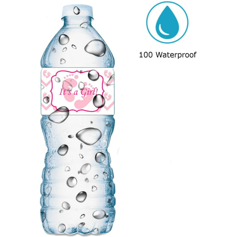 It's A Girl Bottle Wraps – 20 Baby Shower Water Bottle Labels