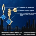 thumbnail image 2 of Gem Stone King 10K Yellow Gold Fancy Blue Zirconia Stud Dangle Earrings for Women | 1.42 Cttw | Gemstone Birthstone | Princess 5MM, 2 of 6