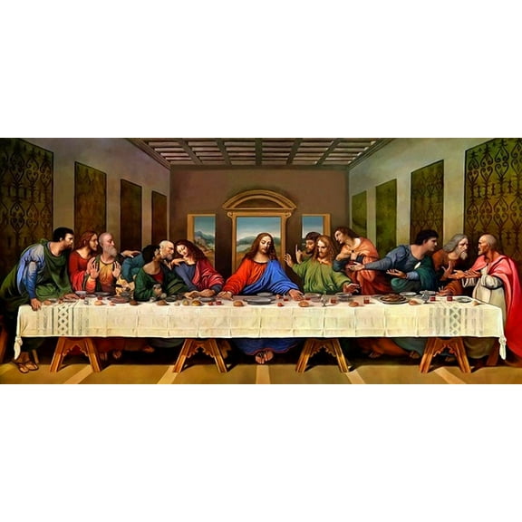 Diamond Painting by Number Kit, The Last Supper 59x26in Over Size 5D Diamond Painting Picture Full Drill Embroidery Painting for Home Wall Decor DIY Gift