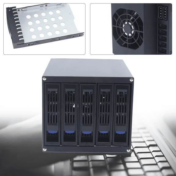 DENEST Hard Drive Enclosure Internal 5 Hot Swap Bay Mobile Rack for 5 x SATA 3.5" Black