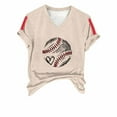 thumbnail image 4 of Women's Short Sleeve T-shirt Women'S Baseball Festival Solid Color Baseball Printed V Neck Short Sleeved Top,Yellow Women's Short sleeve T-shirt XXL, 4 of 6
