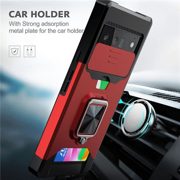 Adecuado para Google 8Pro Card Ring Magnetic Protection Case pixel6 Estuche para teléfono con ventana resistente a caídas mate