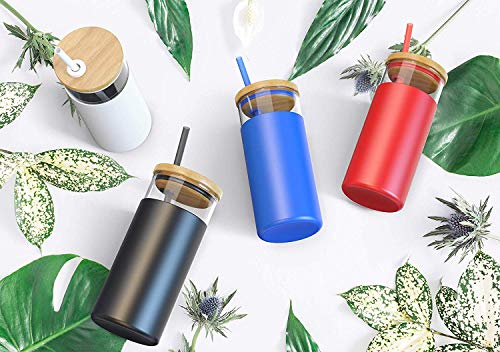 tronco 32oz Glass Tumbler Glass Water Bottle Straw Silicone Protective  Sleeve Bamboo Lid BPA Free