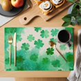 thumbnail image 2 of St. Patrick's Day Placemats Set of 4 Watercolor Botanical Green Clovers Place Mats Indoor Wipeable Table Mats Washable Cloth Dining Table Placemats for Kitchen Holiday Party Home Decor 13x19 Inch, 2 of 9