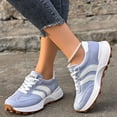 thumbnail image 2 of Rokment Women's Skate Fashion Sneakers Comfortable Suede Color Block Platform Running Walking Tennis Shoes Spring Fall Fashion Casual Skateboard Footwear Blue Size 6, 2 of 7