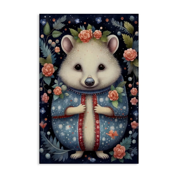 Stupell Industries Woodland Pattern Hedgehog Animals & Insects Painting Gallery Wrapped Canvas Art Print Wall Art, 16 x 24