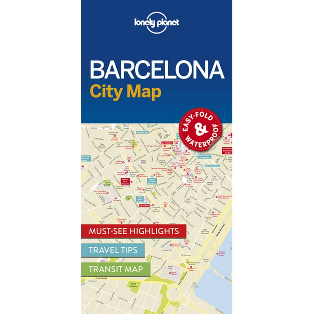 Travel guide lonely barcelona city map folded map