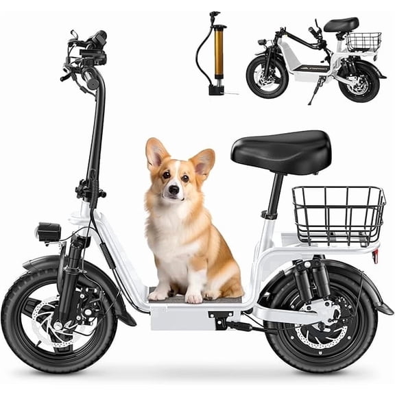 INSDRGN Electric Scooter for Adults, Seat E-Scooter with 900W Peak Motor, 20MPH, 28 Miles Range, 330lbs Max Load, UL2272, White