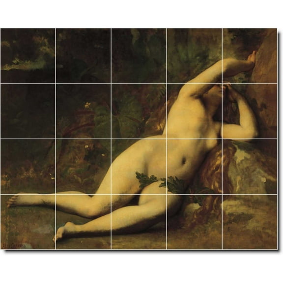 Ceramic Tile Mural-Alexandre Cabanel Nudes Wall Tile Mural 23. 21.25" w x 17" h using (20) 4.25 x 4.25 ceramic tiles