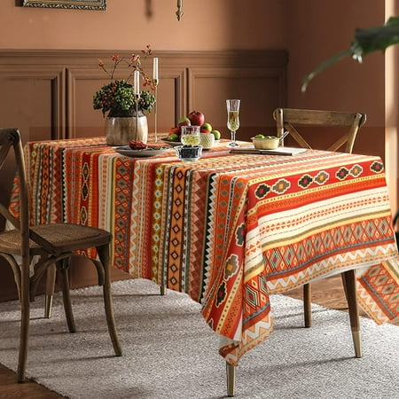 

Fall Thanksgiving Double Border Decoration Tablecloth Turkey & Pumpkin Harvest Tablecloths Waterproof Spillproof Table Cover for Dinner Kitchen Party Holiday Decorations 60”x 84” Oblong/Rectangle