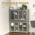 thumbnail image 3 of Sideboard Buffet Cabinet with Storage - Stackable Kitchen Cabinet Console Table with Adjustable Shelf and Sliding Glass Doors, Wooden Storage Cabinet for Dining Room, Living Room (Gray), 3 of 9