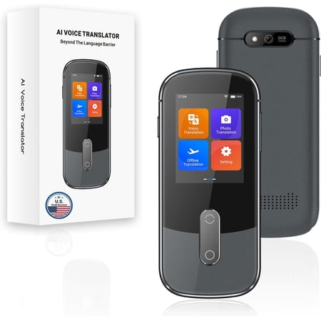 W09 AI Translation Device Real Time, Language Voice Translator in 144 Languages & Accents with Photo/Text Translate, Offline Two-Way Traductor, Spanish Translating Devices for Business (Grey)
