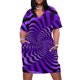 thumbnail image 1 of Vestido abstracto morado psicodélico con ilusión óptica para mujer, ropa hueca con bolsillo de ilusión óptica, 1 of 6